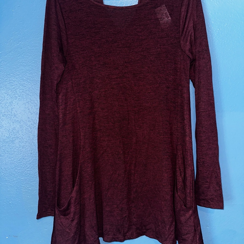 Maurices Deep Burgundy Long Sleeve Tunic